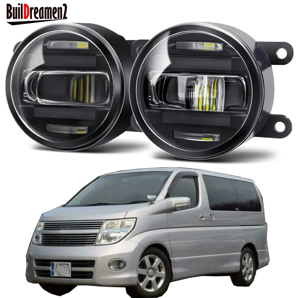 

2IN1 Design Car Front Fog Light Assembly DRL For Nissan ELgrand E51 2004-2010 30W 4000LM Aluminum LED Fog Daytime Running Lamp