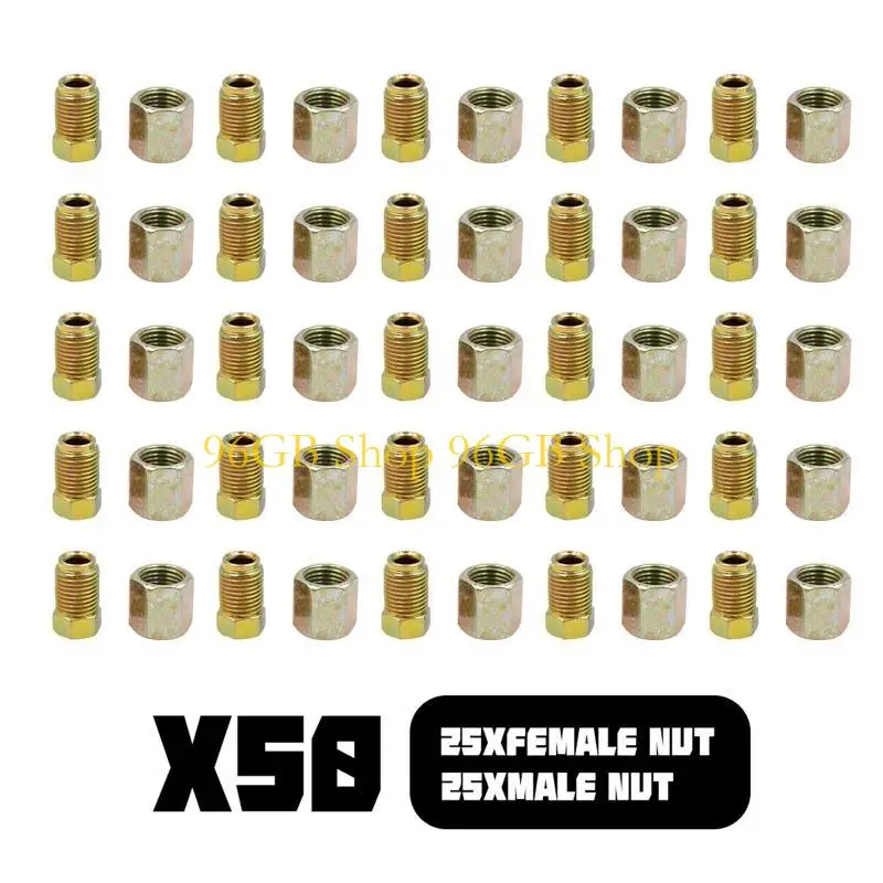 96-50pcs-acessorios-para-tubos-freio-automatico-10-mm-x1mm-porcas-femininas-masculinas-para-tubo-3-16-polegadas