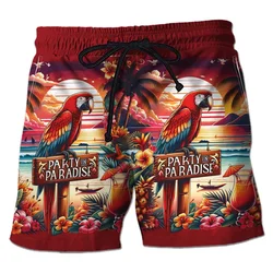 Pantalones cortos con estampado 3D de Tucán y loro para hombre, Shorts de playa hawaianos con patrón de plantas tropicales, Shorts de tabla de Surf, bañadores de baño de secado rápido