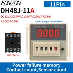 DH48J-11A Counter Relay DC12V 24V AC110V 220V Electronic Preset Digital Display Relay 11 Pin NPN Sensor Count Acyclic With Bas