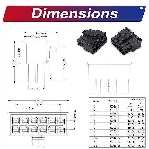 MX3.0 3.0mm Cable Connector Kit, Molex Micro-Fit 3.0mm Pitch tourts nucleo2 * 1/2/3/4/5/6Pin Male Femae (SH-MX3.0-Dual)