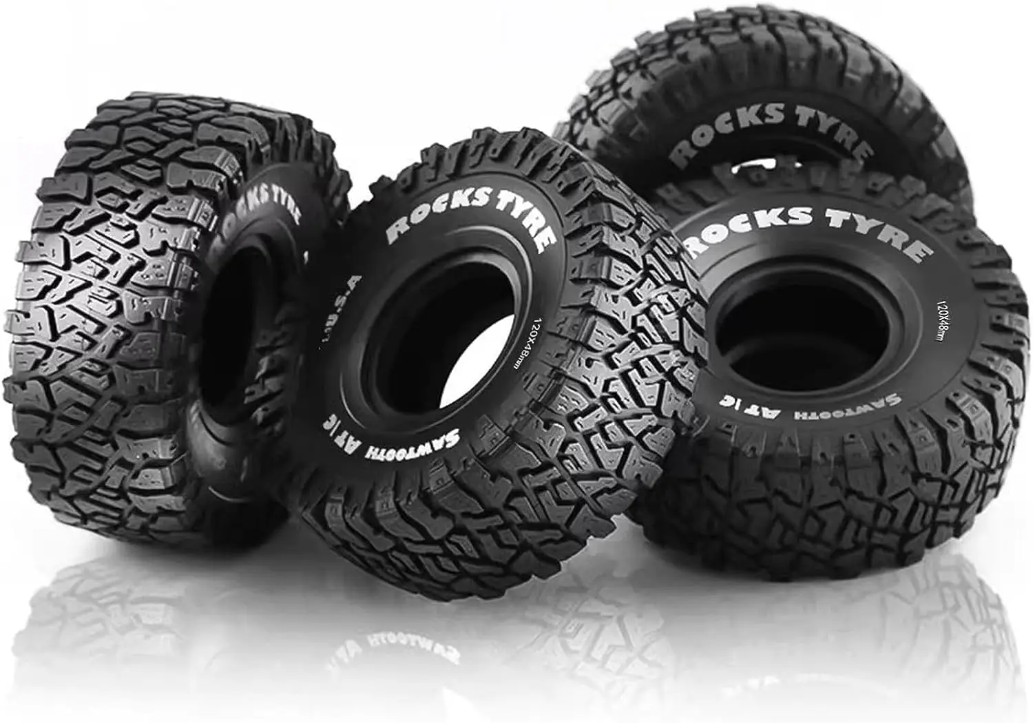 1.9" Metal Beadlock Wheel 120/48mm Tires Set 12mm for /10 RC Crawler Car Axial SCX10 90046 TRX4 TRX6  AXI03007 D90 Redcat Gen8