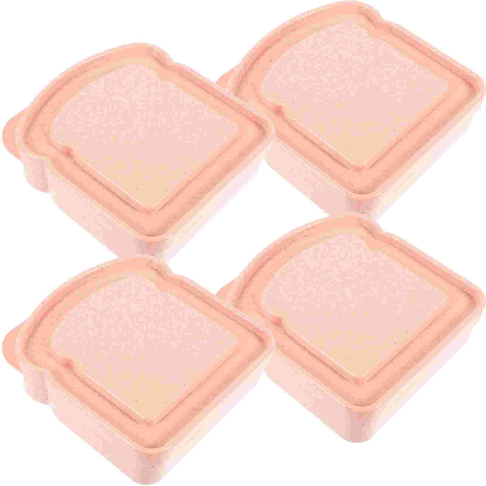 4 Pcs Sandwich Box Bread Container Toast Storage Organizer Fruit Case Snack Boxes for Kids Food Fresh Keep Holder Containers