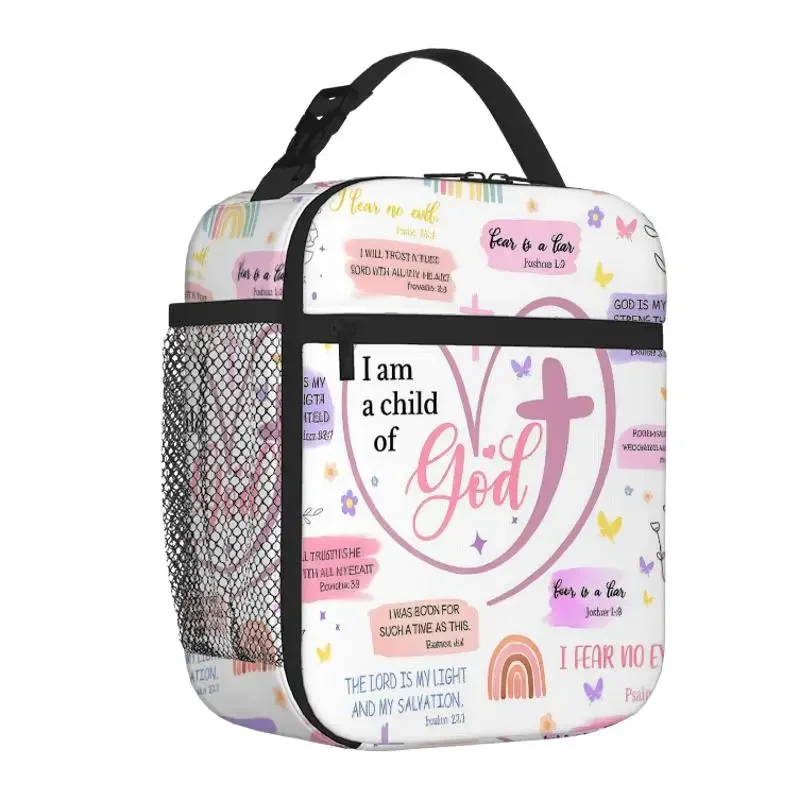 1pc, Heart-shaped Christian Faith Poster with Bible Verses Printed Thermal Bag Insulation Bag Insulated Bag, No Food Contact, Su
