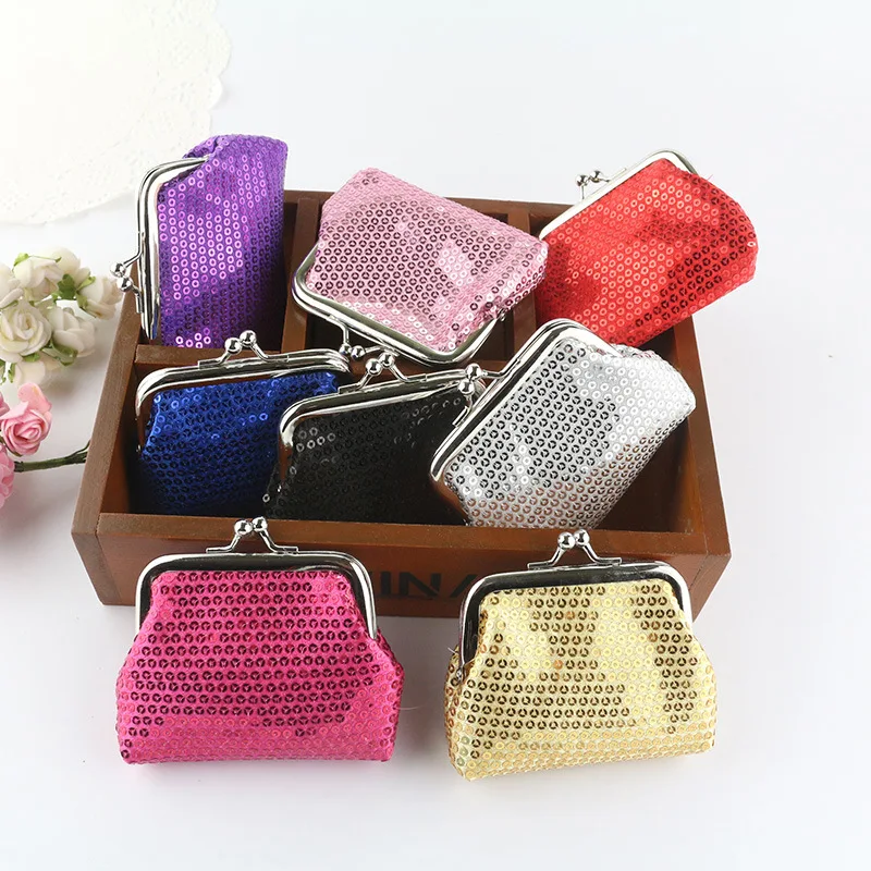 Women Sequins Card Coin Purses Luxury Handbags Lady Designer Bling-Bling Clutch Glittery Handy Buckle Mini Wallet Carteras Mujer