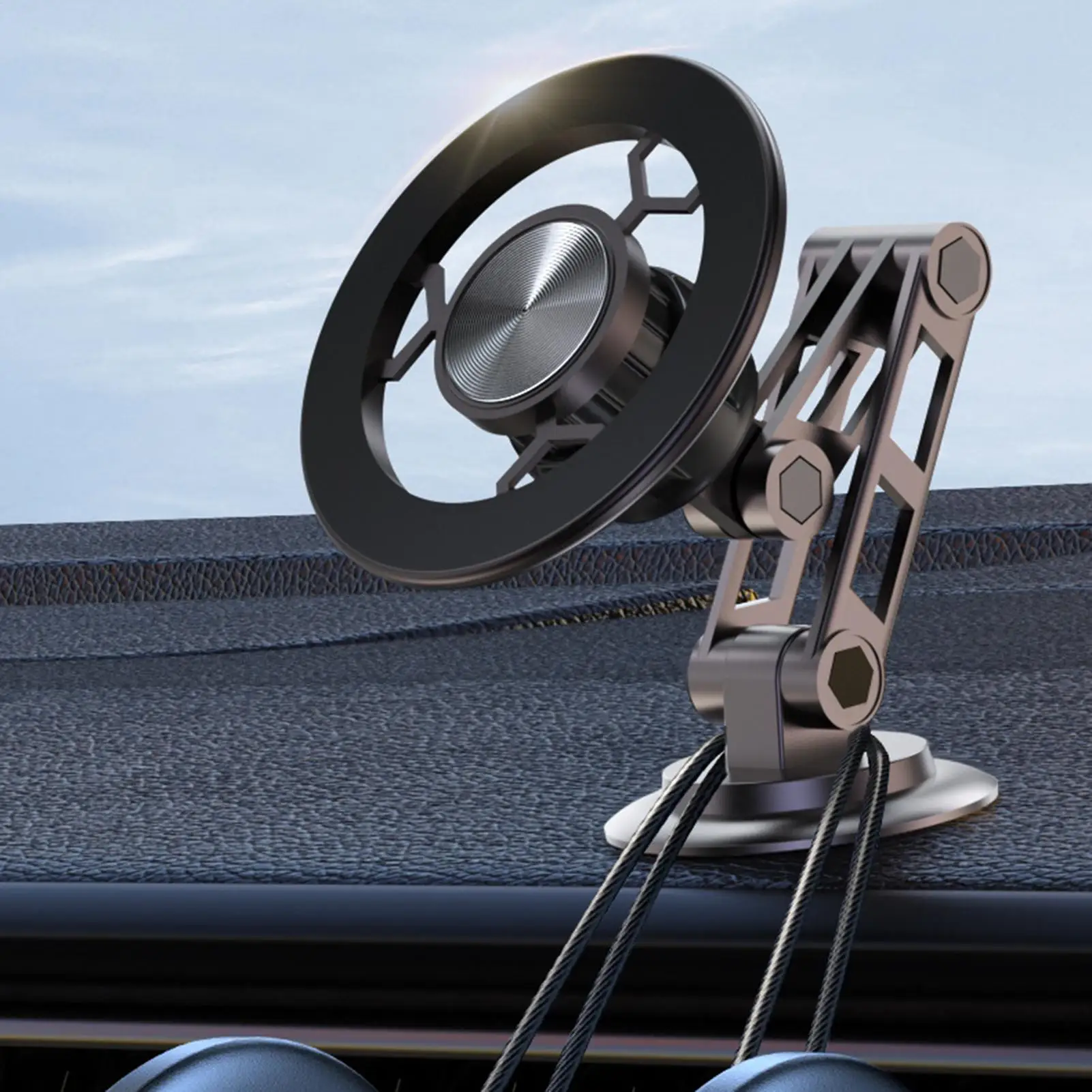 حامل هاتف مغناطيسي 360 دوران سبائك الألومنيوم حامل هاتف مغناطيسي للسيارة لشاحنة SUV سيدان لوحة القيادة الزجاج الأمامي رحلة الطريق