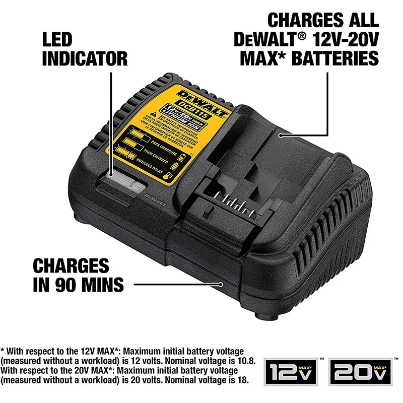 Dewalt 20V 12V Battery 5AH 4AH Lithium Battery DCB118 Charger DCB1104 Fast Charger Original