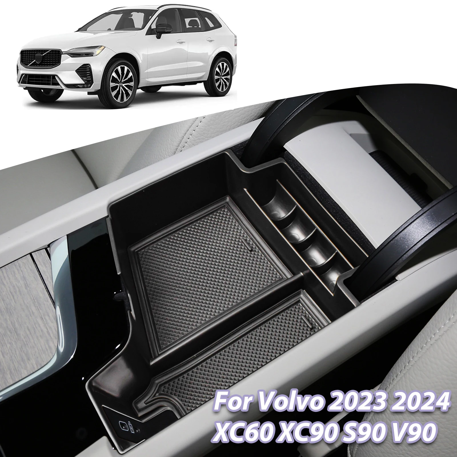 

Center Console Organizer For Volvo 2023 2024 XC60 XC90 S90 V90 Armrest Storage Box Secondary Interior Tray ABS Car Accessories