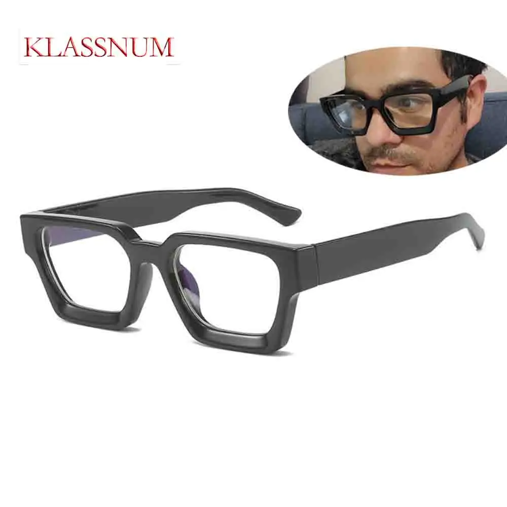 

KLASSNUM Ins Square Glasses Women Fashion Oversized Clear Lens Eyeglasses Female Vintage Computer Goggles Reading Glasses