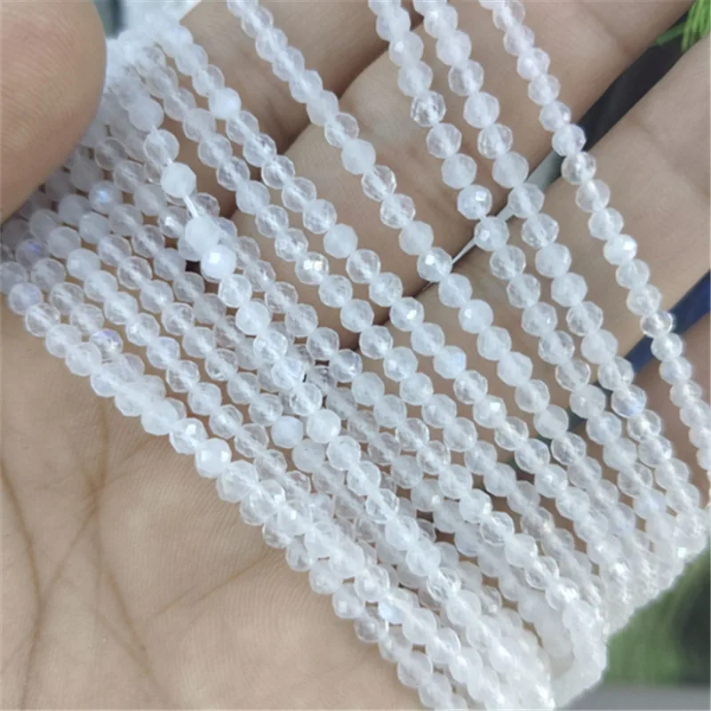 

130PCS Natural White Moonstone Beads Faceted Round Ball Size 3MM DIY Women BRACELETS MAKING ACCESSORIES