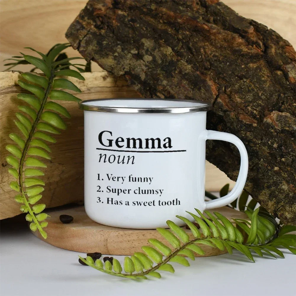 Personalised Name Definition Enamel mug Camping Mug Gifts Ideas For Campervan Camper Picnic mug for Outside Outdoors Festival