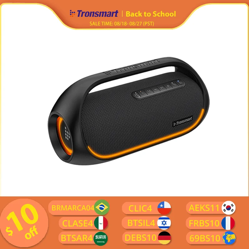 Tronsmart Bang Speaker Altoparlante Bluetooth da 60 W con audio ad alta risoluzione senza perdita, bassi pesanti, controllo app, maniglia portatile, per feste