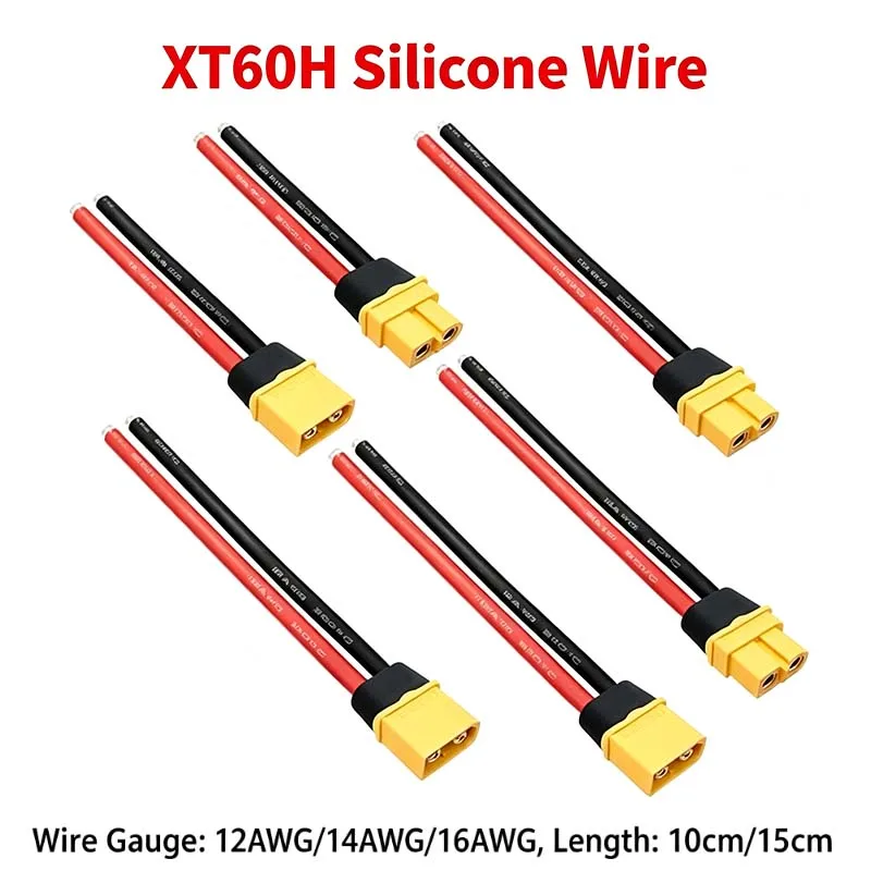 1 pces/5 pces amass xt60h macho fêmea conector plug com fio de silicone 12/14/16 awg para rc lipo bateria fpv drone