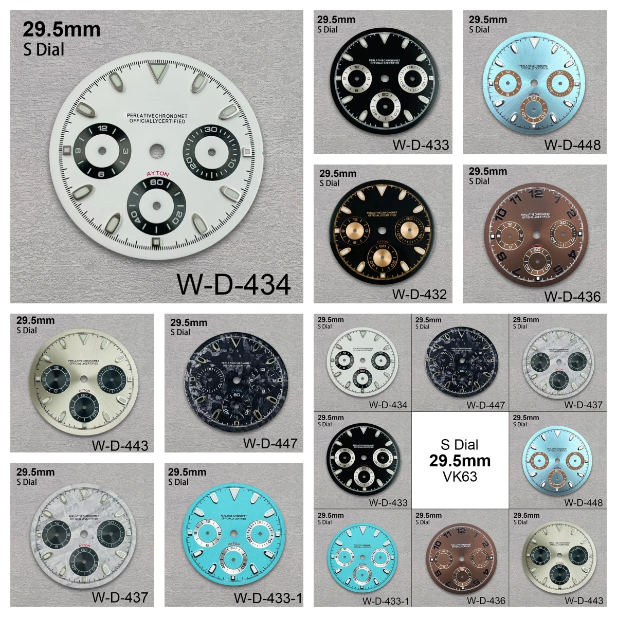 Tarcza z logo S, wzór panda, 29,5 mm, pasuje do mechanizmu VK63, zielona luminescencja, wysokiej jakości tarcza, akcesoria do modyfikacji zegarków.