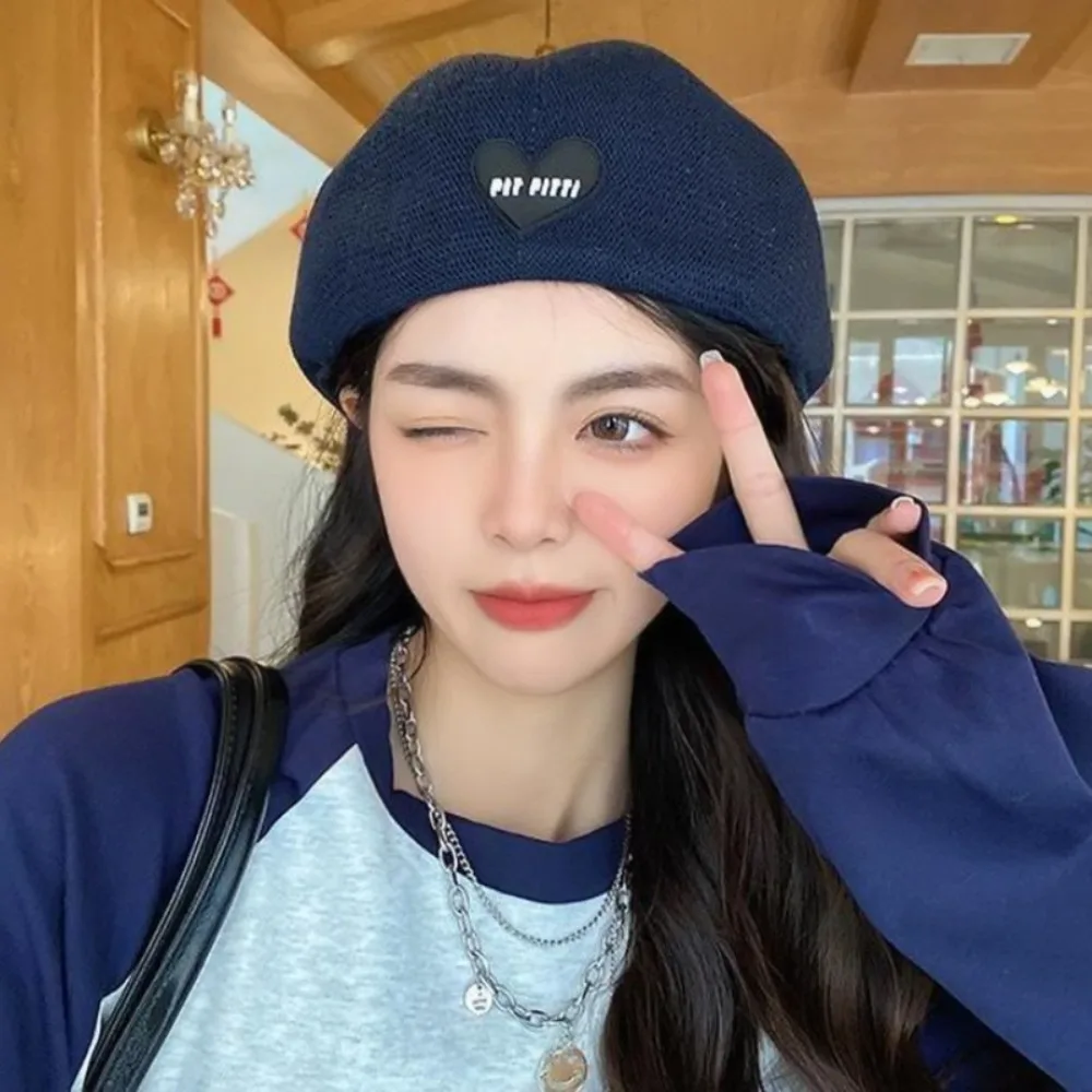 2024 트렌디 얇은 통기성 베레모, 화가 모자, 햇빛 차단, 단색 해변 모자