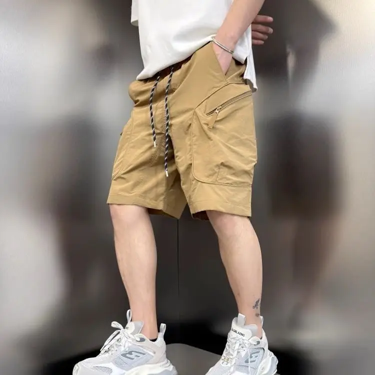 American Style Workwear Shorts Large Pockets Lightweight Quick Dry Five-Quarter Length Men's Versatile Dirty-Resistant Mid-Po...