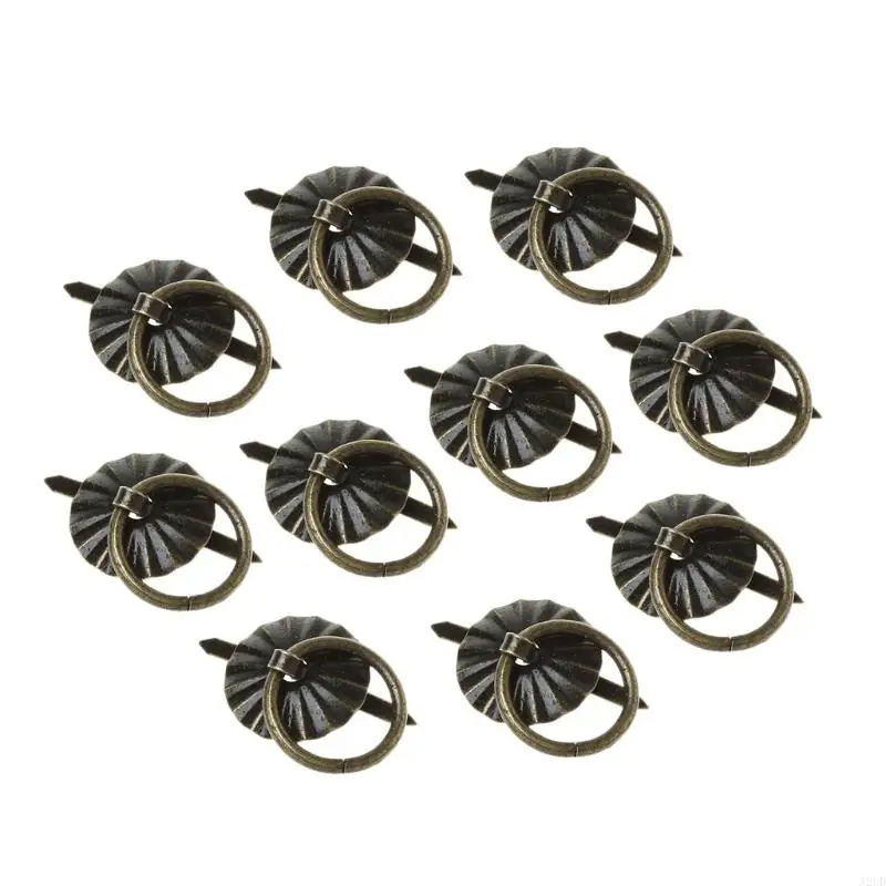 A2UD 10pcs Green Bronze Color Ring Pin Handle Drawer Cabinet Desk Pull Knob Furniture