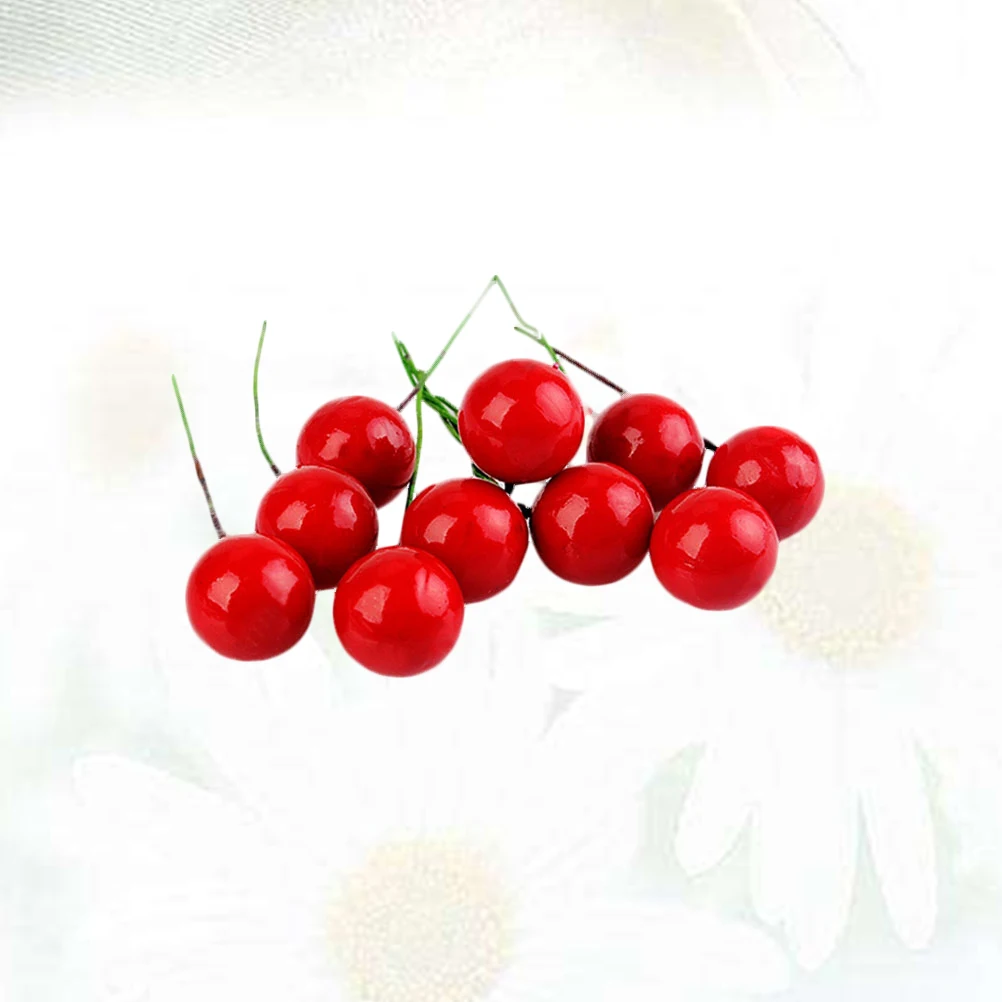 

50Pcs Artificial Lifelike Fruit Cherry Decor Realistic Bright Color DIY Craft Accessory Red Artificial Lifelike Fruit