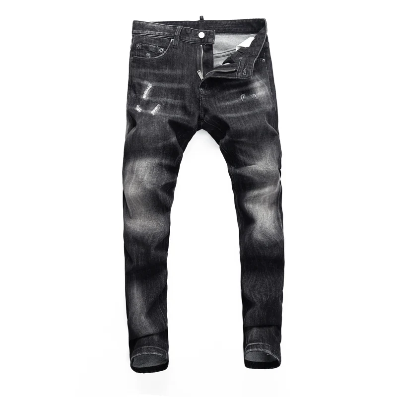 Street Designer Fashion Heren Jeans Hoge kwaliteit Retro Zwart Grijs Stretch Slim Fit Vintage Gescheurde Jeans Heren Y2K Merk Denim Broek