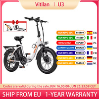 Vitilan U3 Electric Bike, 750W Motor, 48V 13AH Battery, 20*4.0-inch Fat Tires Ebike, 45km/h Max Speed,Front Fork, LCD Display