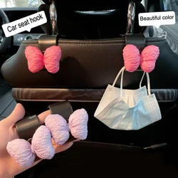 2PCS Cute Cartoon Pink Bow Car Seat Back Hooks Vehicle Headrest Organizer Hanger Storage for Groceries Bag Handbag Auto Decor