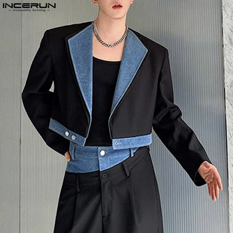 2024 Korean Fashion Color Patchwork Blazer Lapel Collar Long Sleeve Coats Harajuku Commuting Fashion Casual Well Fitting Jackets