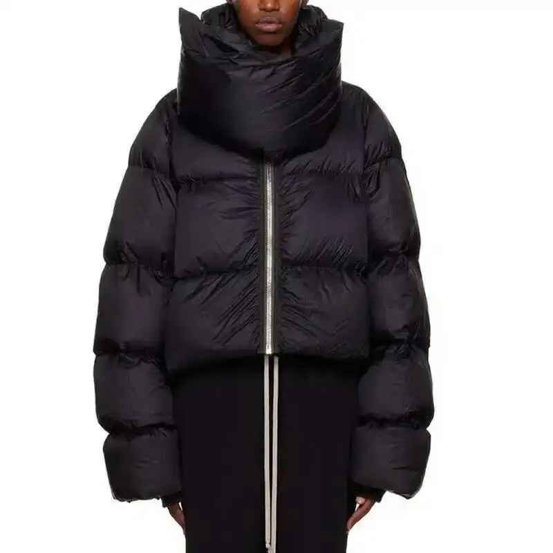 HKSH Autumn Winter New Women Tide Cotton Padded Jacket Scarf Collar Thick Long Sleeve Zipper Waded Bread Chic Trendy Coat H2840