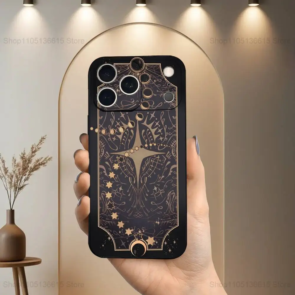 Cartões misterioso tarô totem capa de telefone para iphone 17,16,15,14,13,12,11,plus,pro max,xs,x,x,xr,se, mini,8,7, capa preta de silicone macio