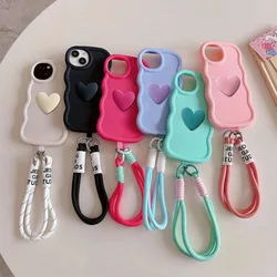 With Lanyard+Love Heart Soft Silicone Case For Vivo Y27 Y36 4G 5G Y20 Y20i Y20S Y11S Y12S Y17 Y15 Y11 Y12 Cover