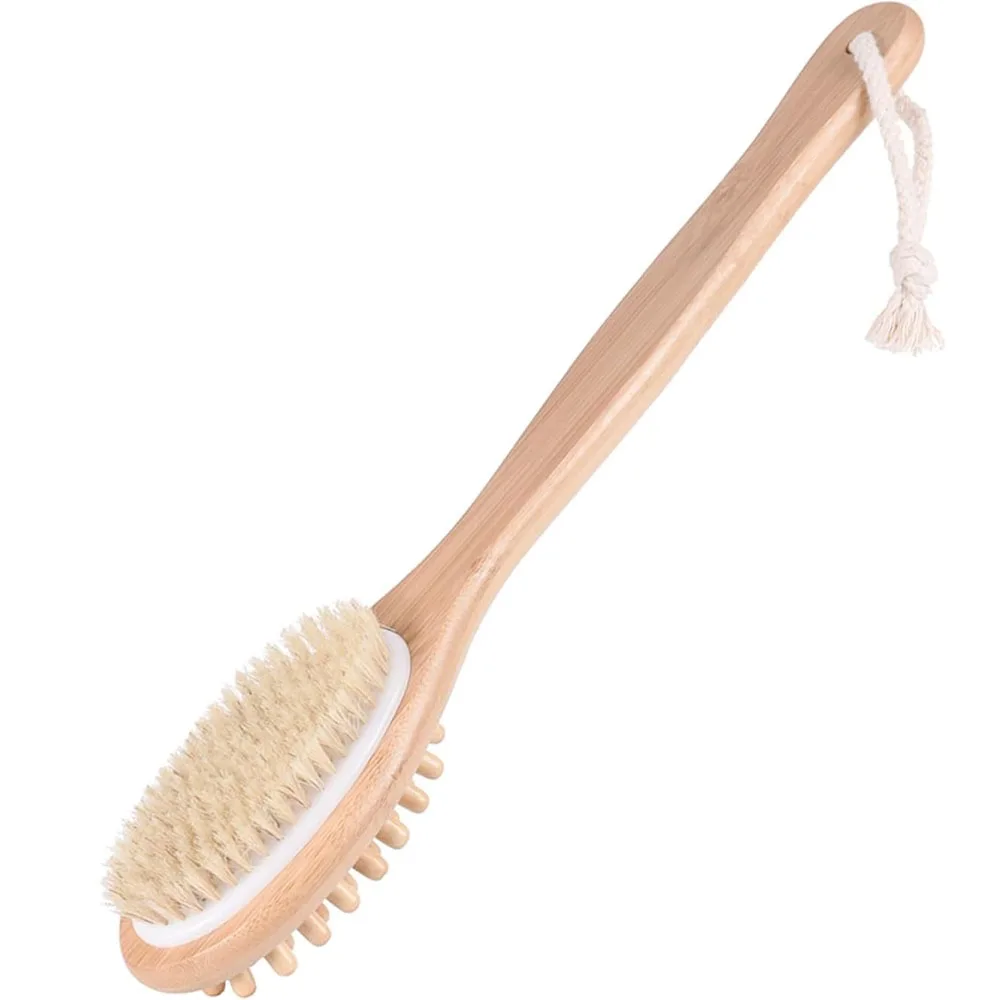 

BoAn dry brush body brush, with long handle and double-sided, used for dry body brushes of fat and lymph, shower brush for showe
