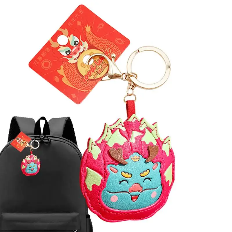 Cartoon PU Leather Keyring Dragon Key Chains Zodiac  Cute Animal Pendants for School Bag Cell Phone Wallet Backpack