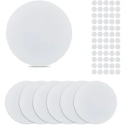 8Pcs Plastic Flat Blank Wall Hole Cover Sheets with 60PCS Plastic Stickers 5.98inch PVC Material Dustproof Cover Plate Flat Roun