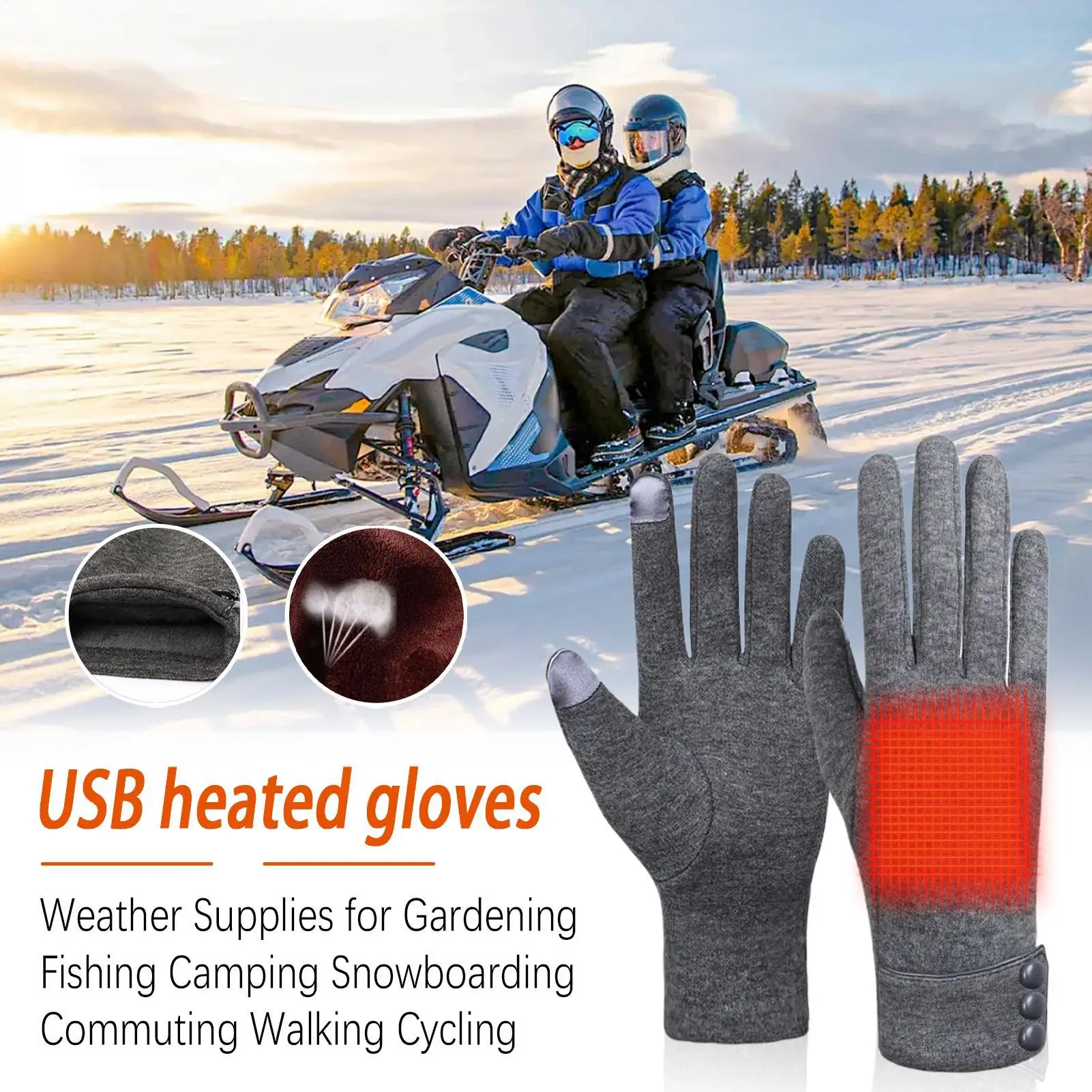 

Мотоциклетные перчатки с подогревом, 3-уровневые перчатки с USB-подогревом, грелки для рук для кемпинга, для ежедневных поездок на работу, рыбалки, пешего туризма, прогулок, катания на лыжах