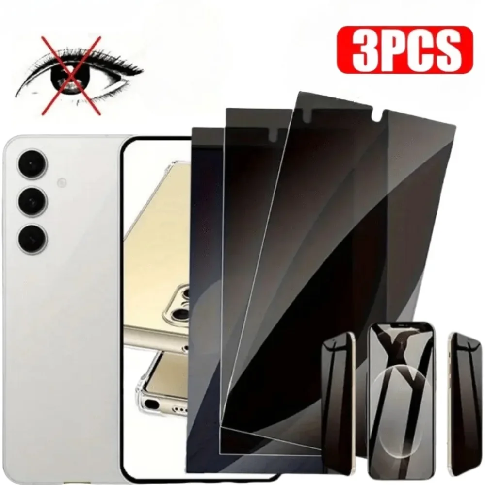 3 Stück Sichtschutzfolie aus gehärtetem Glas für Samsung S25 24 Ultra S21 S22 S23 Plus S25 Edge S21 S23 S24 FE Anti-Kratz-Displayschutz
