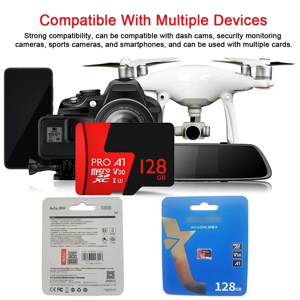 P500 Micro SD Card A1 U3 V30 256GB 128GB 64GB 32GB  TF Card Support 4K UHD video For Car DVR&Surveillance Camera&Sports Camera