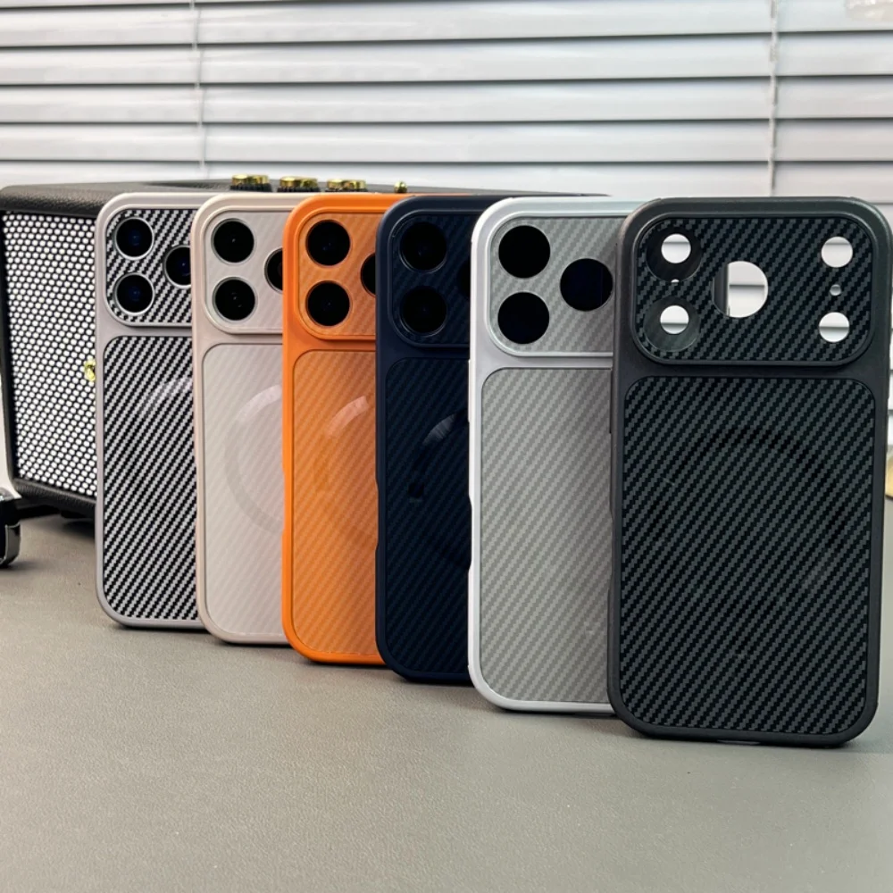 Original Frosted Heat Dissipation For Magsafe Case For iPhone 17 Air 16 15 14 13 Pro Max Carbon Fiber Magnetic Soft Bumper Cover view 6