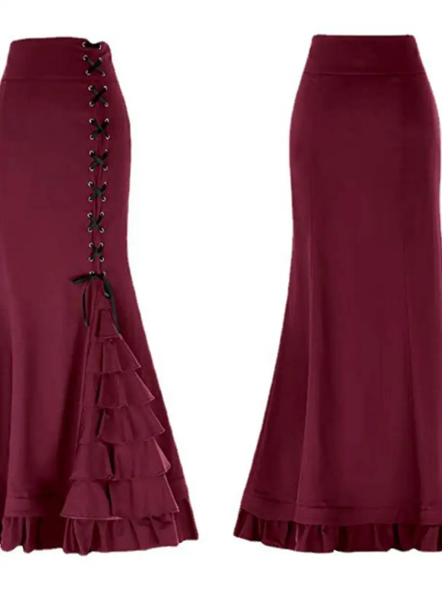 

Женская юбка-русалка больших размеров, викторианский костюм в стиле стимпанк на Хэллоуин, конический хвост, юбка-русалка с изображением фи-хона