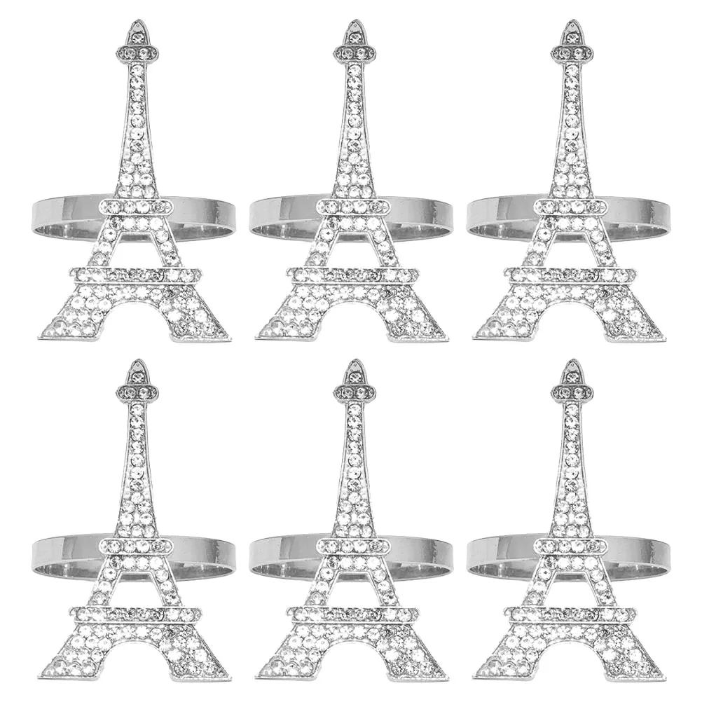 

6 Pcs Napkin Rings Serviette Buckle Silver Alloy Hotel Party Banquet Wedding Reusable Wear-resistant Delicate Kitchen Bar