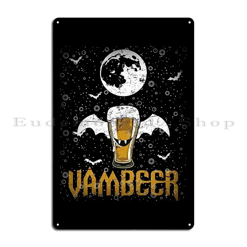 Vambeer Halloween Beer Bat Vampire Metal Plaque Cinema Print Wall Cave Bar Bar Tin Sign Poster