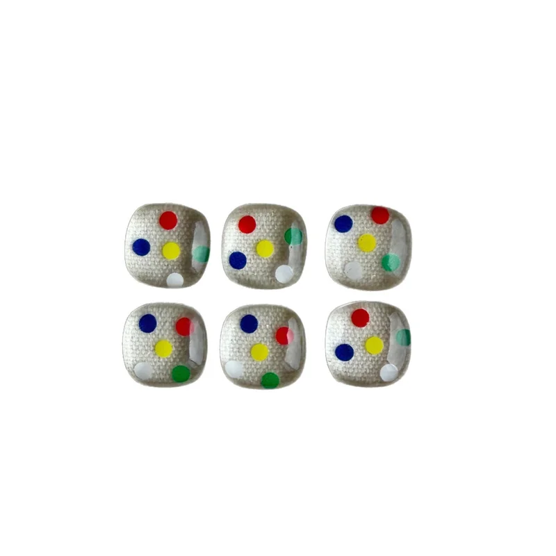 Wholesale 100pcs/lot color dots pattern print geometry square shape resin cabochon beads diy jewelry garment hair accessory