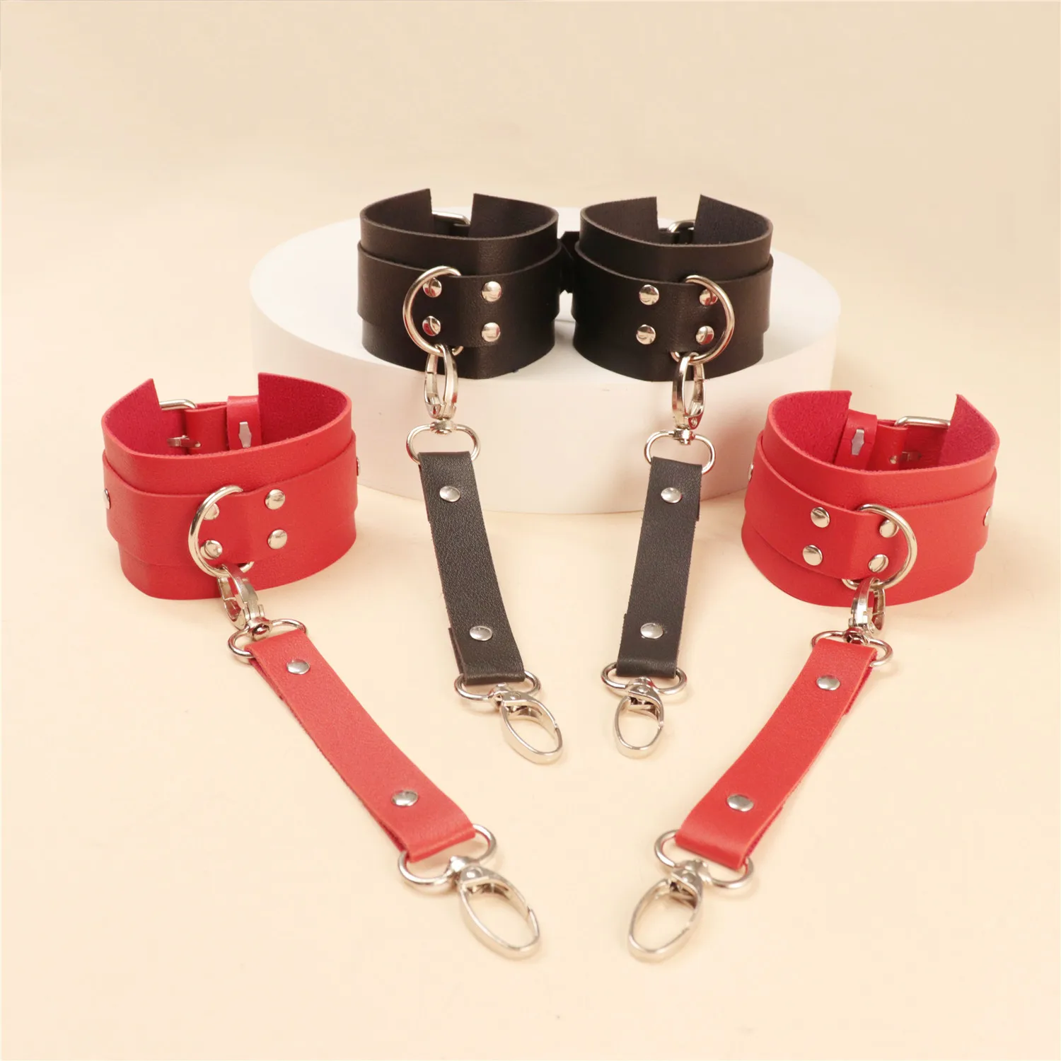 UYEE 2PCS Harness Bondage Bracelets For Women PU Leather Handcuffs Fetish Lingerie Adult Games Couples Festival Accessories Rave