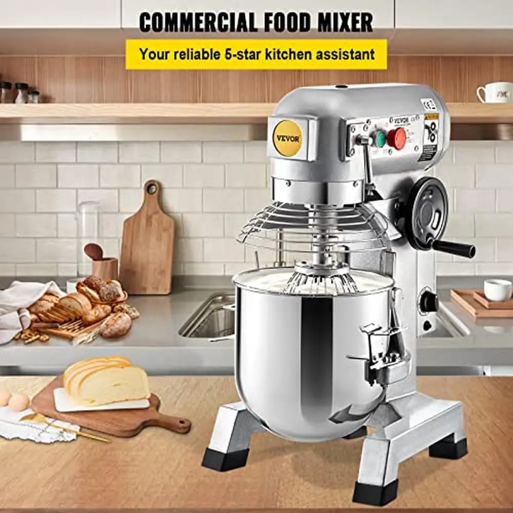 Heavy Duty 15Qt Stainless Steel Commercial Stand Mixer with 3 Speeds Adjustable Ideal Restaurants Bakeries and Commercial