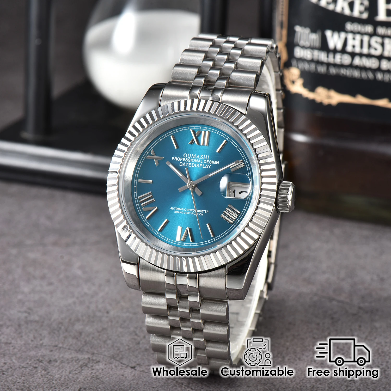 39 مللي متر/36 مللي متر ساعة رجالي NH35 التلقائي زوجين ساعة عادية موضة تاريخ عرض مقاوم للماء الملونة الهاتفي تخصيص ساعة معصم