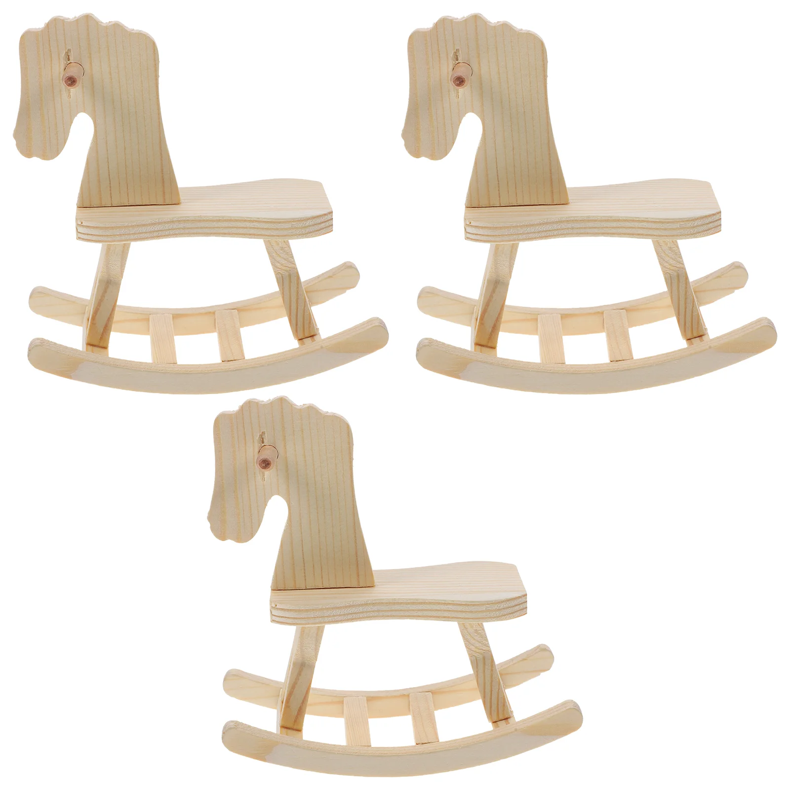 3 Sets DIY Toy Wooden Horse Assembly Kids Model Puzzle 3d Assemble Suite Puzzles Educational