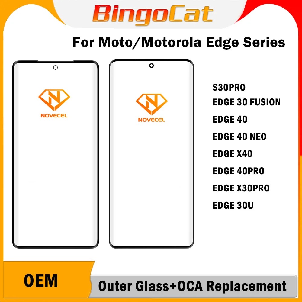 

Novecel 5pc 1:1 OEM EDGE 40 NEO Outer Glass+OCA Curved Screen For Moto Motorola EDGE 50 30 FUSION Ultra 40 X40 40Pro Repair