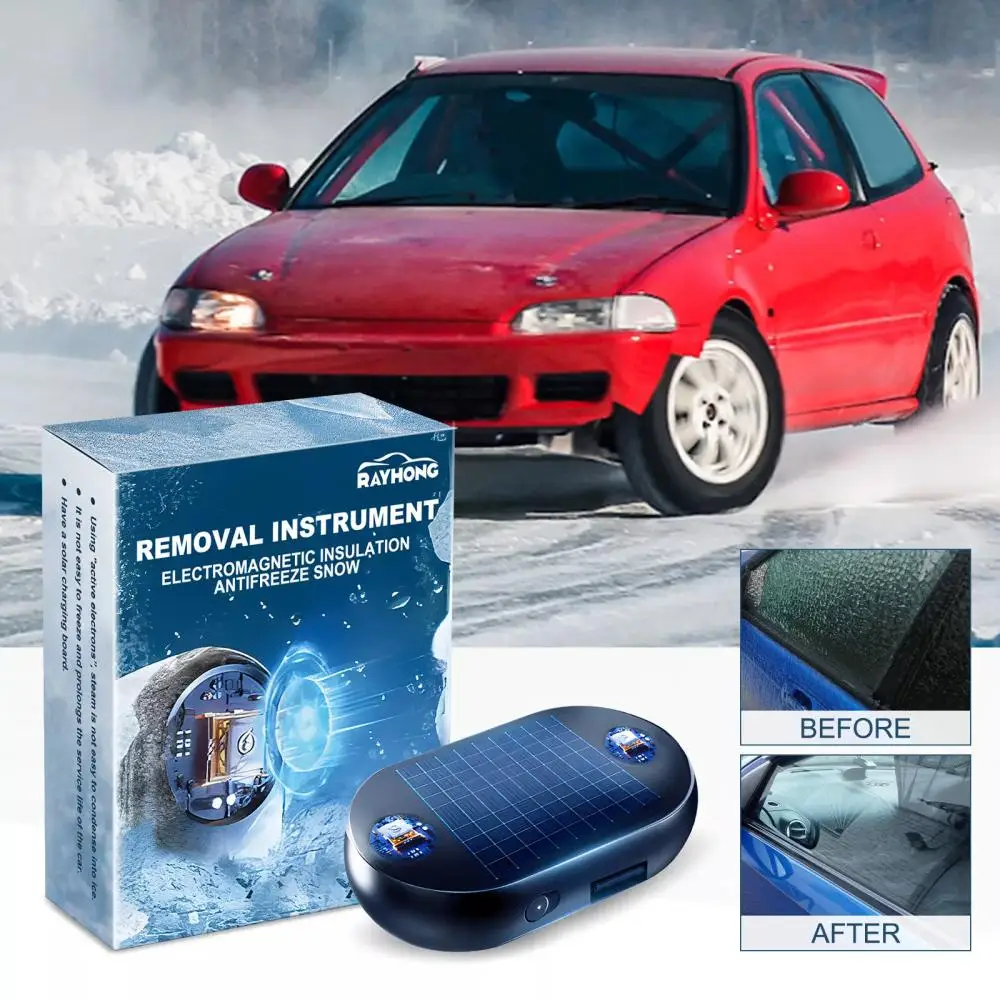 New Solar Antifreeze Electromagnetic Molecular Windshield Car Snow Removal Device Window Glass Defog & Defrost& Deice 5-12V