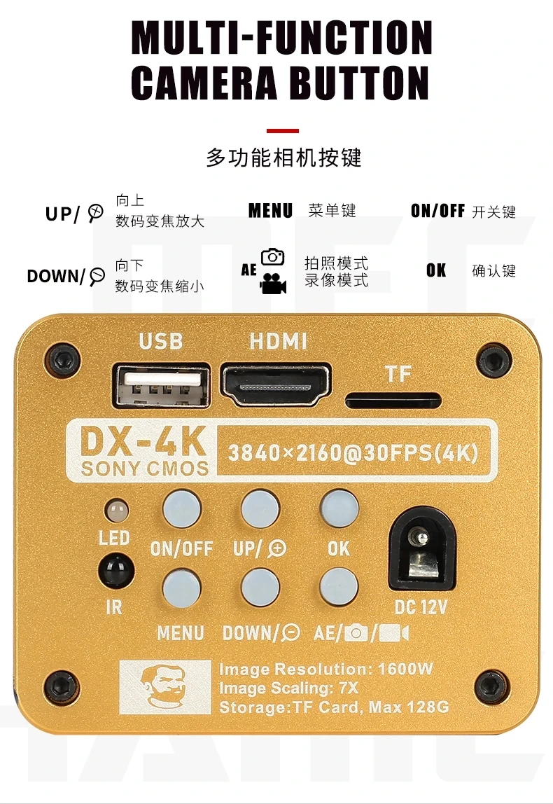 Mechanic 4K Microscope Camera 16MP 24MP 34MP 42MP 45MP 48MP 51MP HDMI USB Digital Microscope Camera for Phone Repair Magnifier