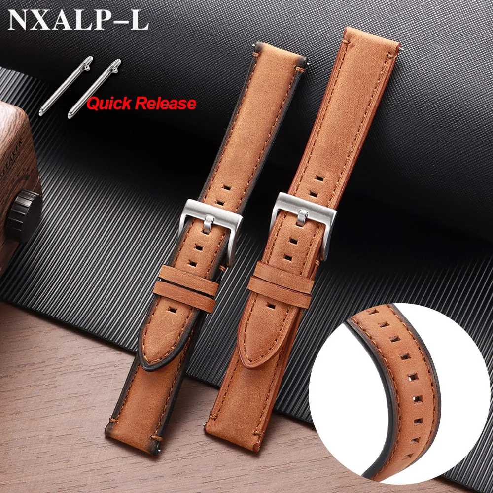 Premium Calfskin Watch Strap 20mm 22mm 24mm for Seiko for Omega Bracelet Vintage Brown Genuine Leather Watchband Quick Release