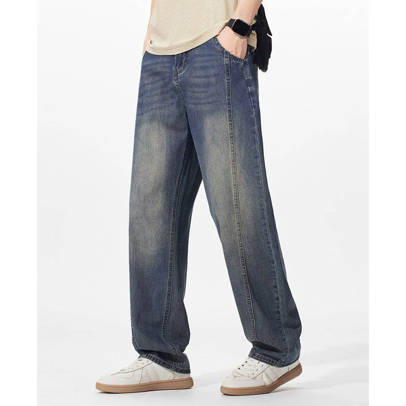 Men's Summer Thin Tencel Lyocell Jeans – Loose Straight Fit, Stretchy  Ultra-Lightweight with Ice Silk Feel  Breathable Comfort