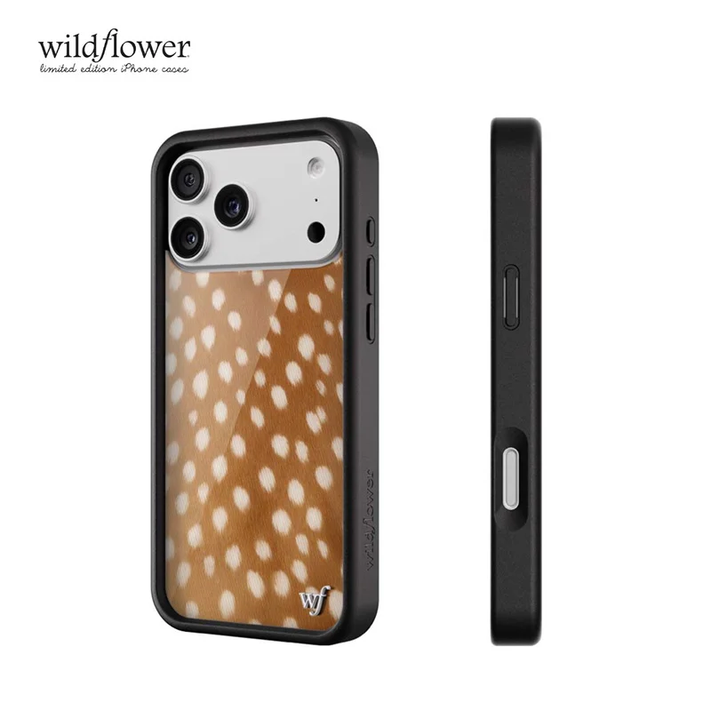 Etui na telefon z motywem dzikich kwiatów i uroczego jelenca dla iPhone 11 18 17 16 15 14 13 12 Pro Max Plus Air, modny brązowy pokrowiec z jeleniem. — zdjęcie produktu 3